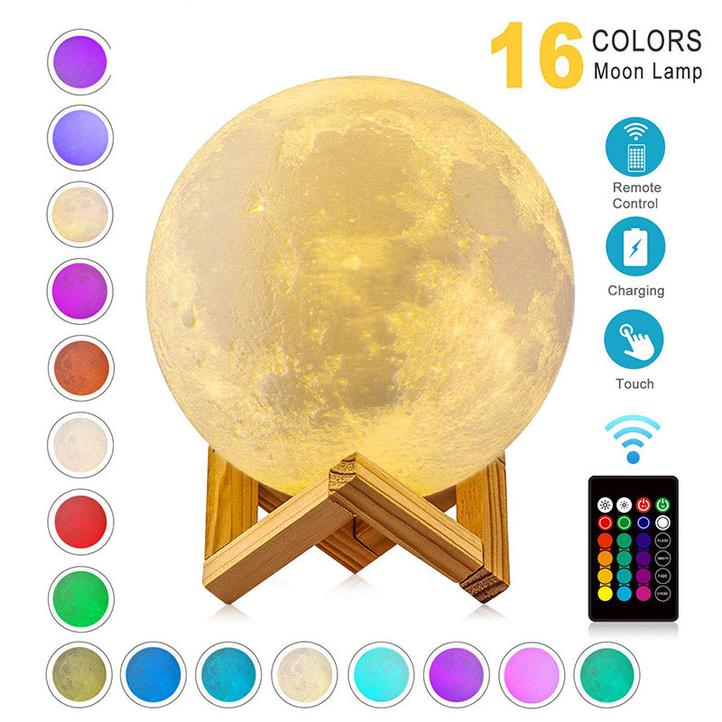 LED Night Lights Moon Lamp 3D Print Moonlight Timeable Dimmable Rechar –  SimpleEssence-Night Lights